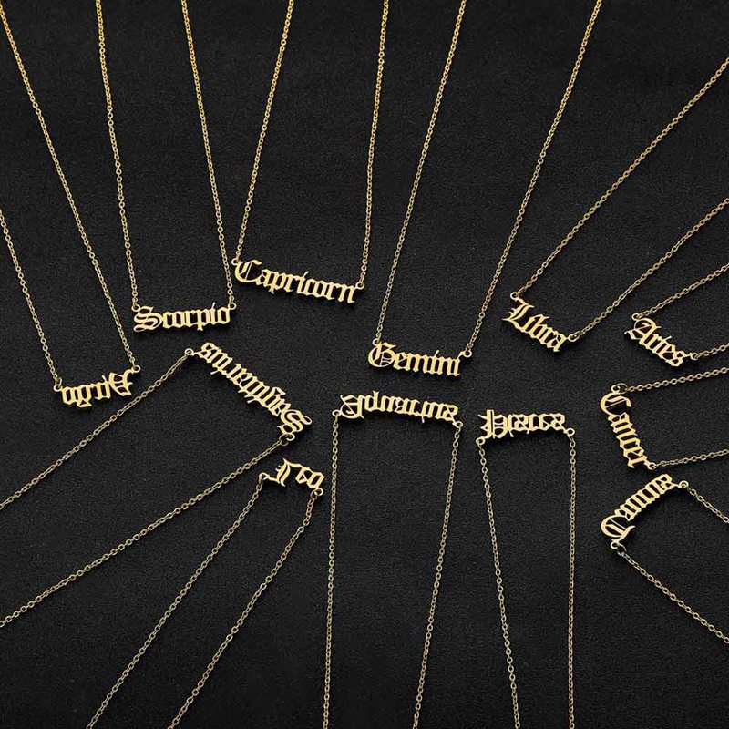 Zodiac Sign Constellations Pendant Necklace Fashion Closet Clothing