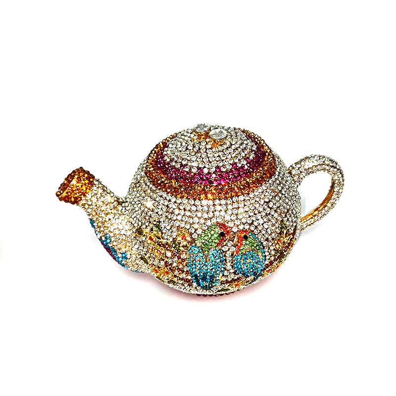 Teapot Rhinestone Clutch Bag