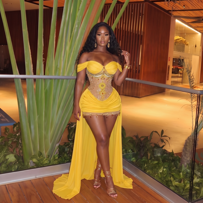 Marina Off-Shoulder Tail Dress