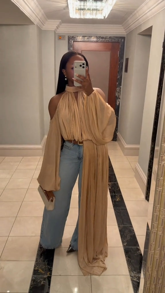 Turtleneck Ruched Accent Blouse