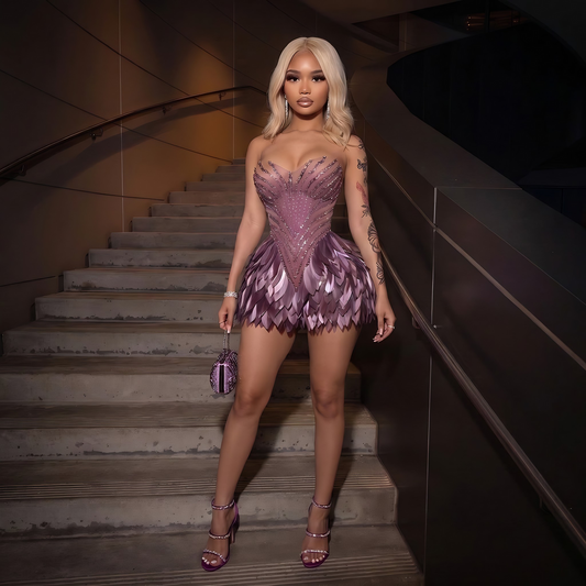 Sequins Mesh Mini Dress