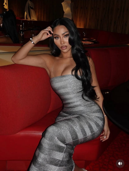 Silver Sequins Bandage Dress