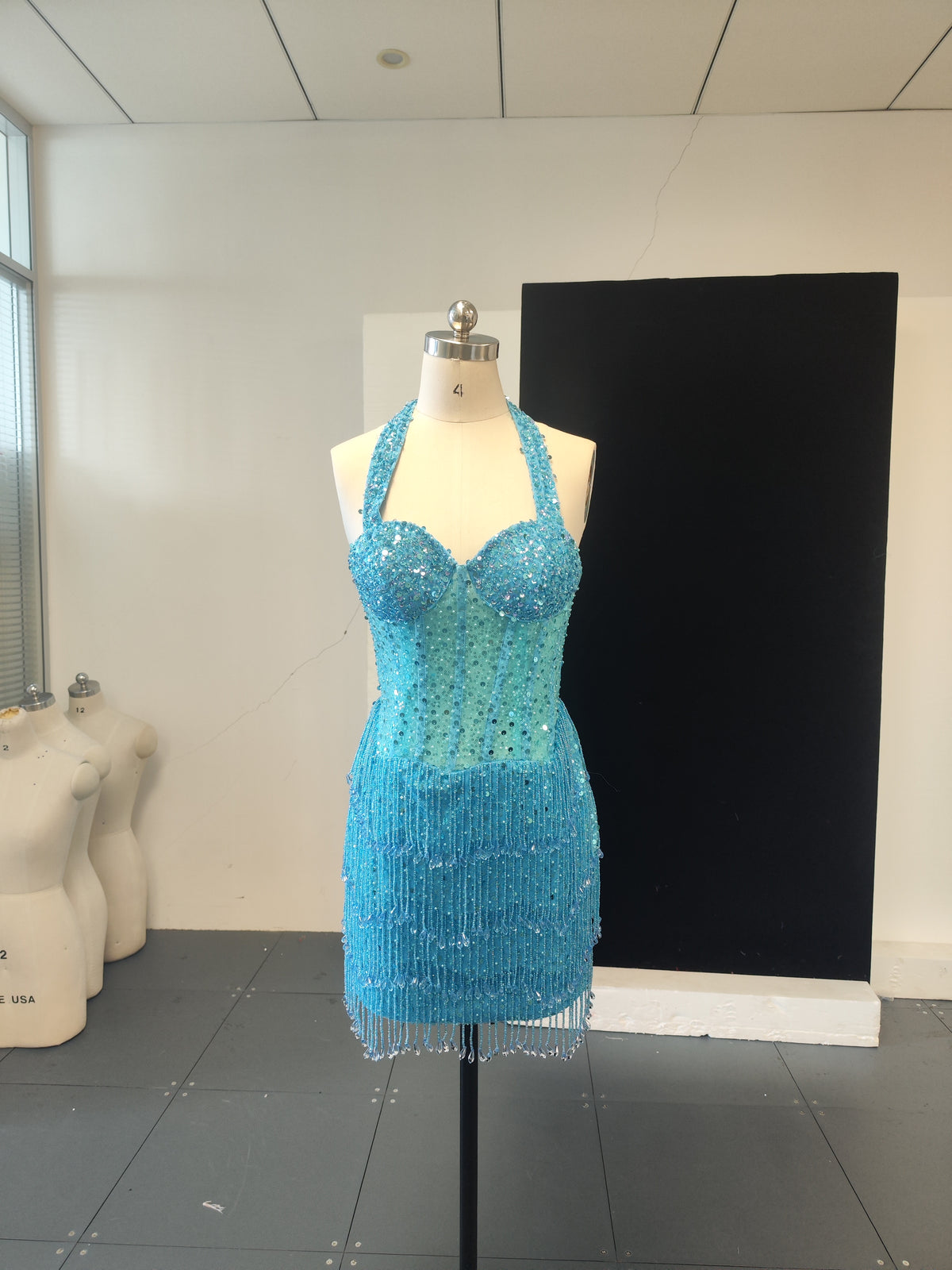 Naisha Crystal Beading Mini Dress