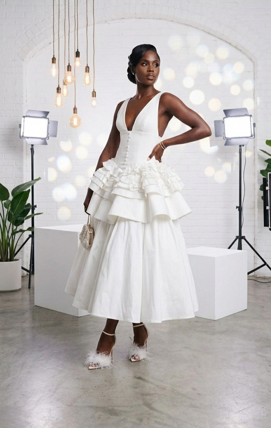 Jenae Puff Midi Dress