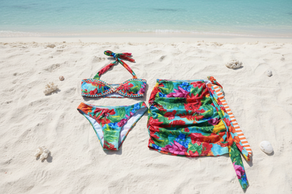 Retro Print Bikini 3Pcs Set