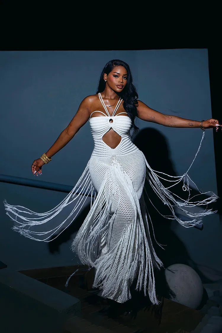 Tesha Crochet Fringe Maxi Dress