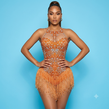 Luda Tassel Bodysuit Mini Dress
