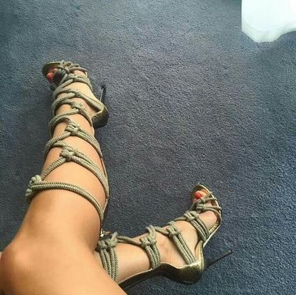 Knotted Rope Gladiator High Heels