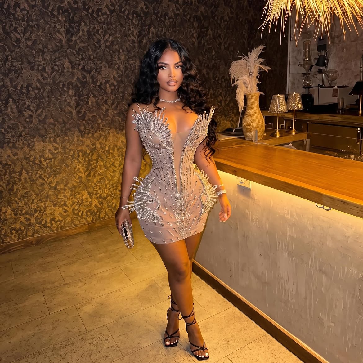 Zenda Mesh Mini Dress