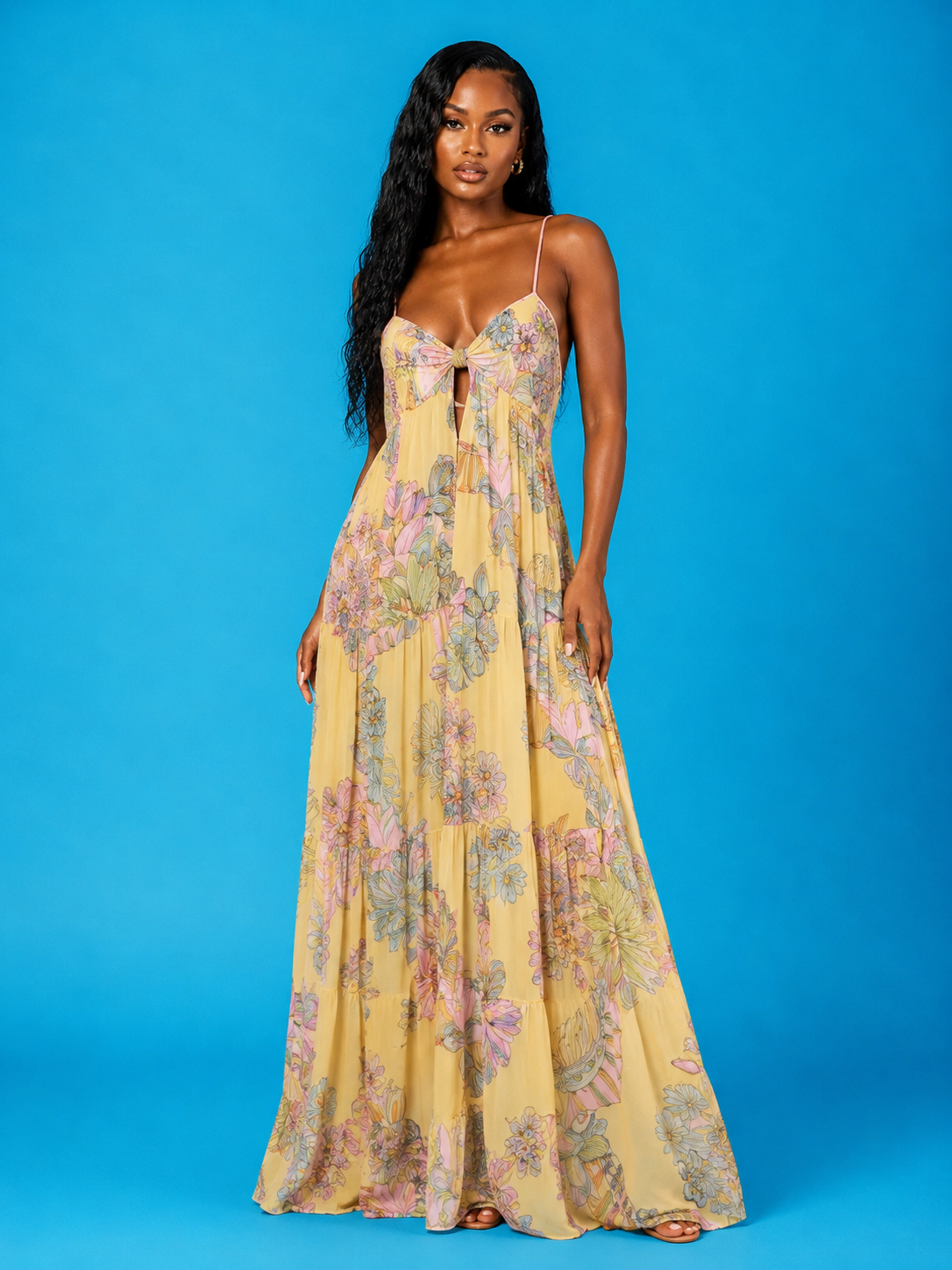 Foral Chiffon Maxi Dress