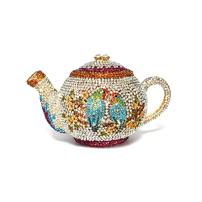 Teapot Rhinestone Clutch Bag