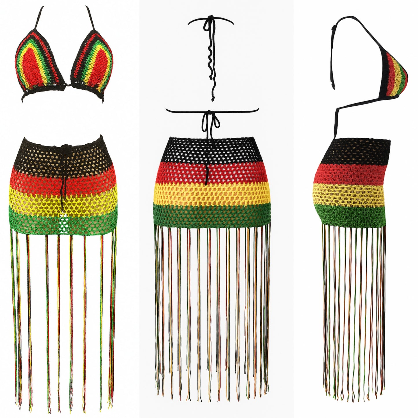 Ensemble jupe en tricot à pampilles Jamaican Gyal