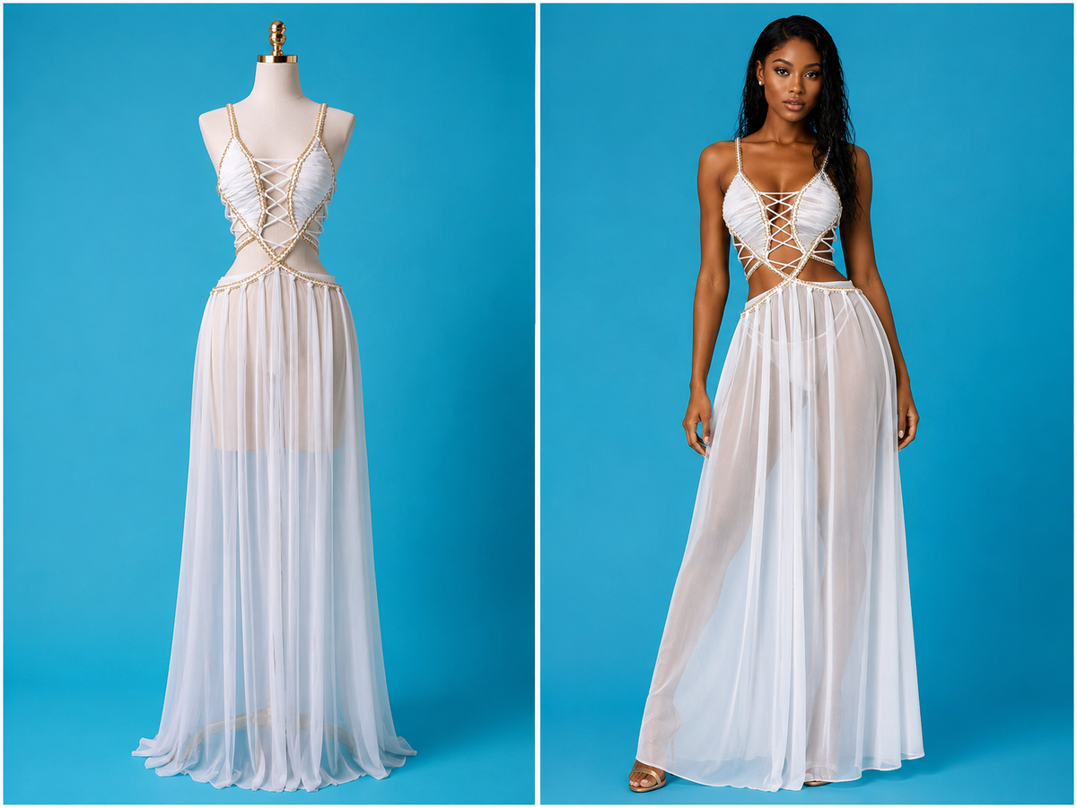 Selena Backless Mesh Maxi Dress