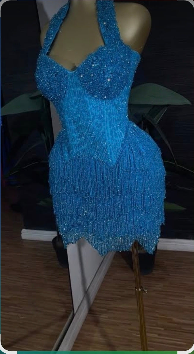 Naisha Crystal Beading Mini Dress