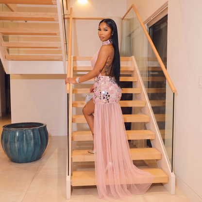 Meisha Sequin Train Dress