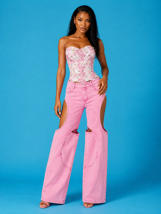 Baby Pink High Waist Jeans