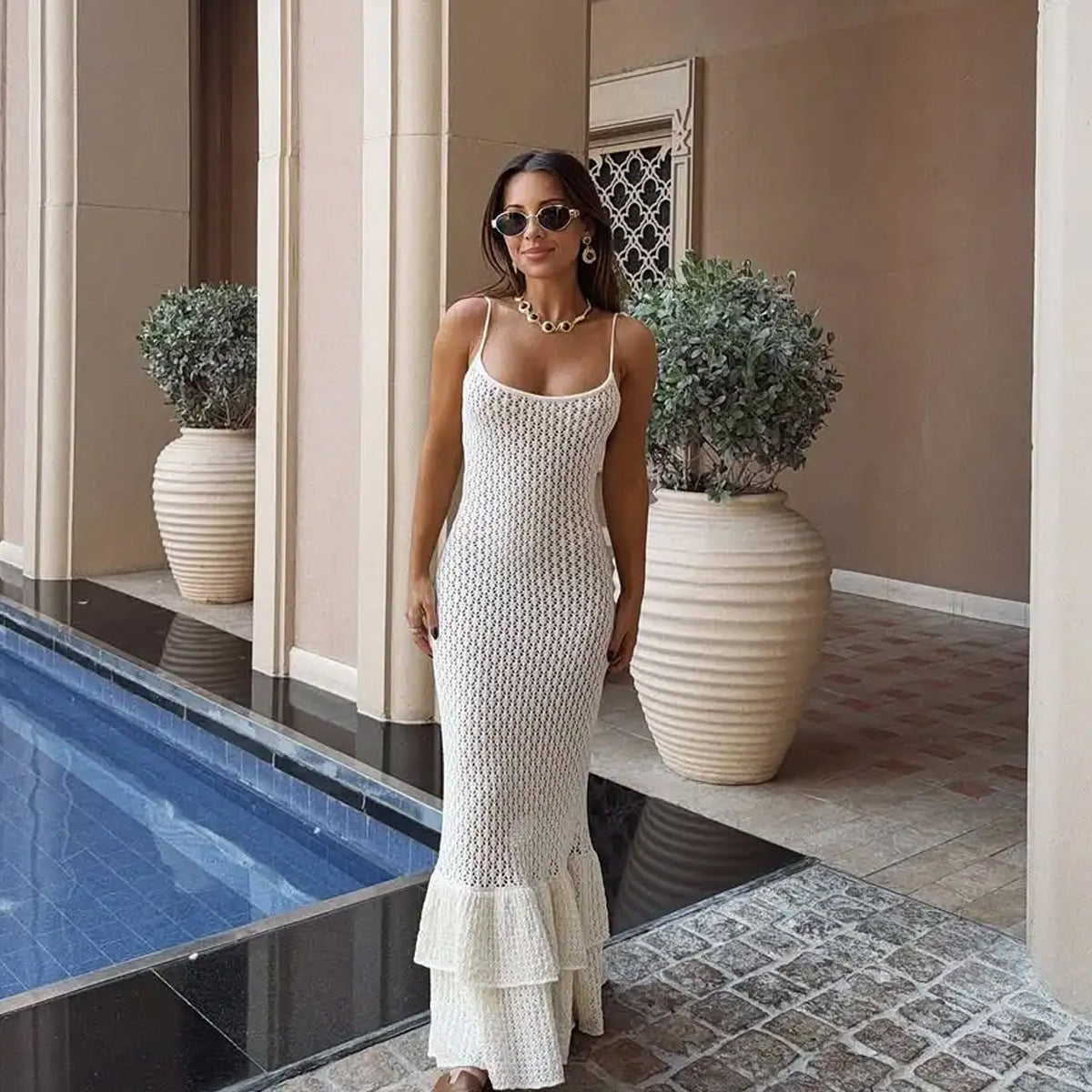Miya Knit Ruffled Maxi Dress