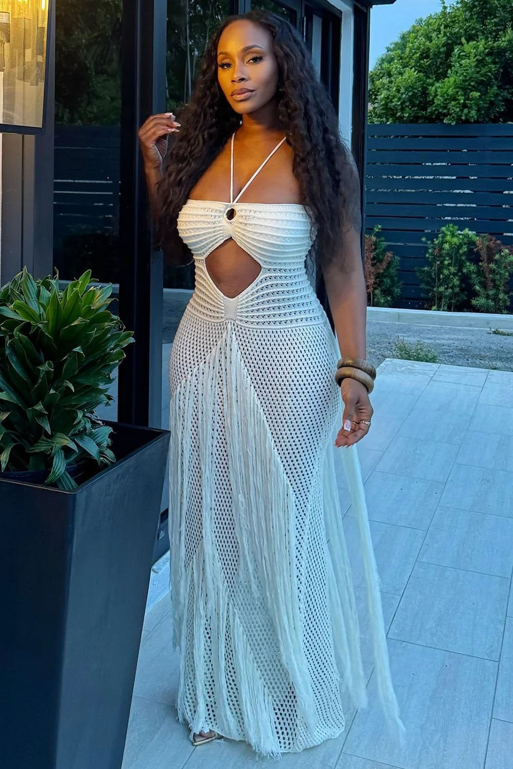 Tesha Crochet Fringe Maxi Dress