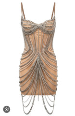 Chain Embellished Mini Dress