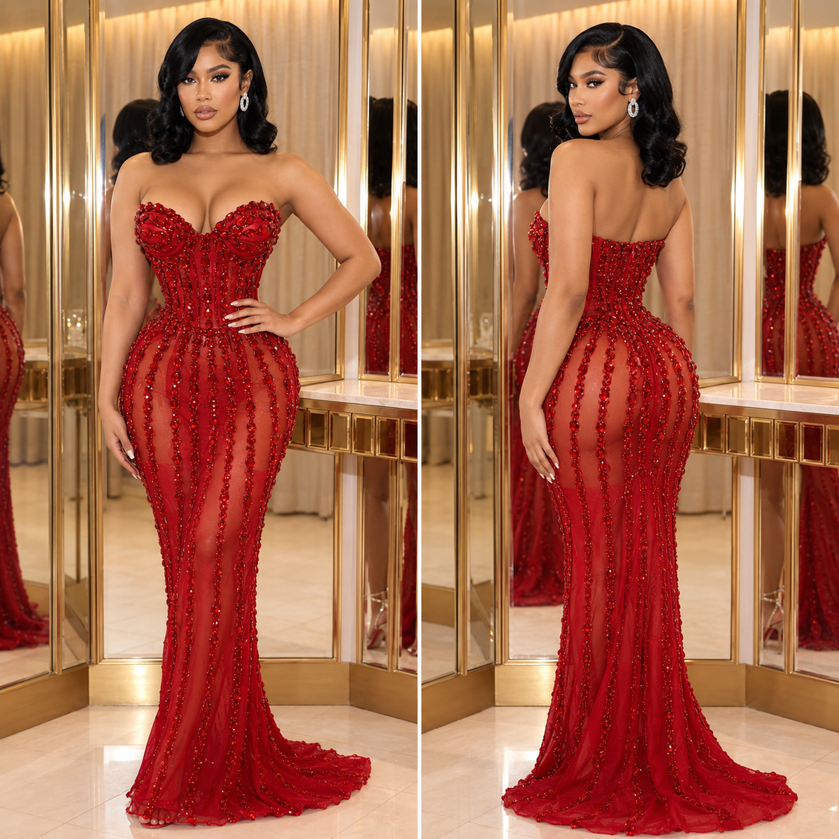 Atacia Elegant Mesh Maxi Dress