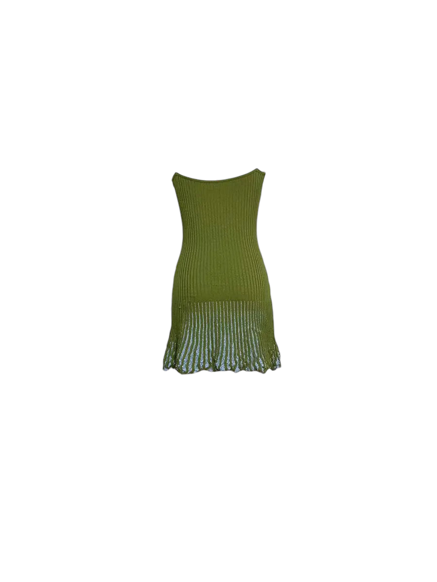 Lizz Ribbed Knit Ruffled Hem Mini Dress