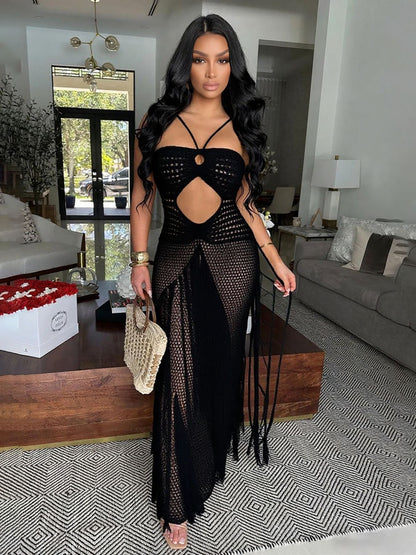 Tesha Crochet Fringe Maxi Dress