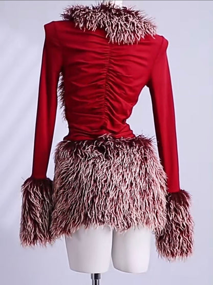 Taylor Fur Mini Skirt Set