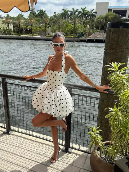 Polka Dot Puff Mini Dress