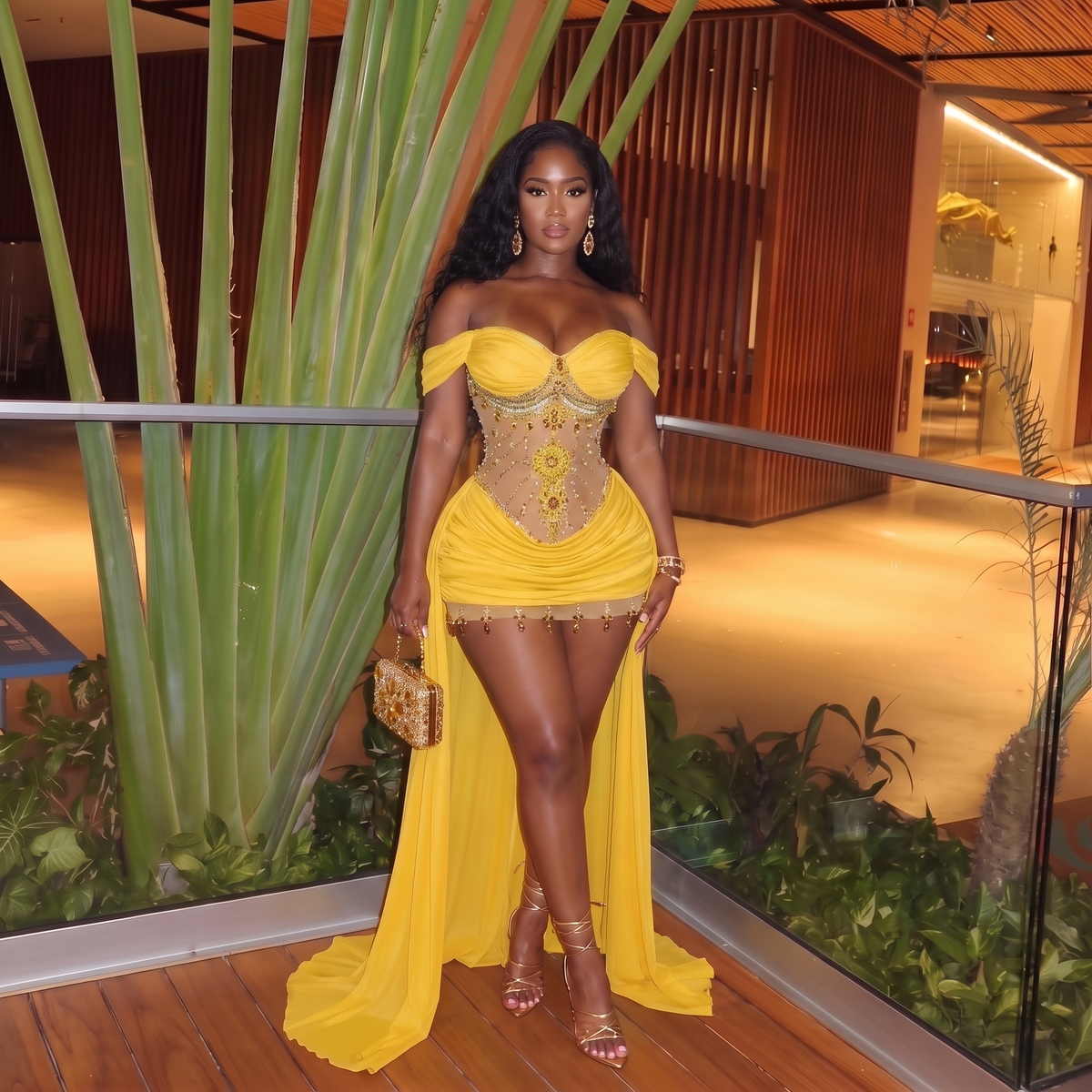 Marina Off-Shoulder Tail Dress
