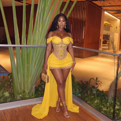 Marina Off-Shoulder Tail Dress