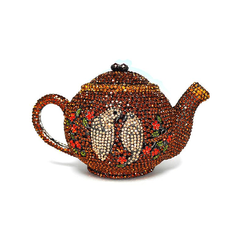 Teapot Rhinestone Clutch Bag