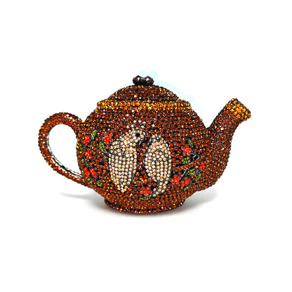 Teapot Rhinestone Clutch Bag