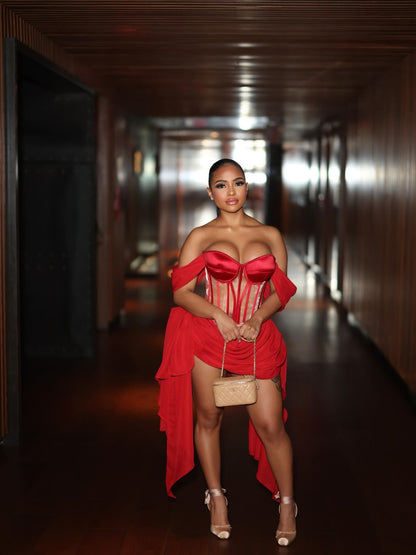 Aisha Off Shoulder Corset Mini Dress