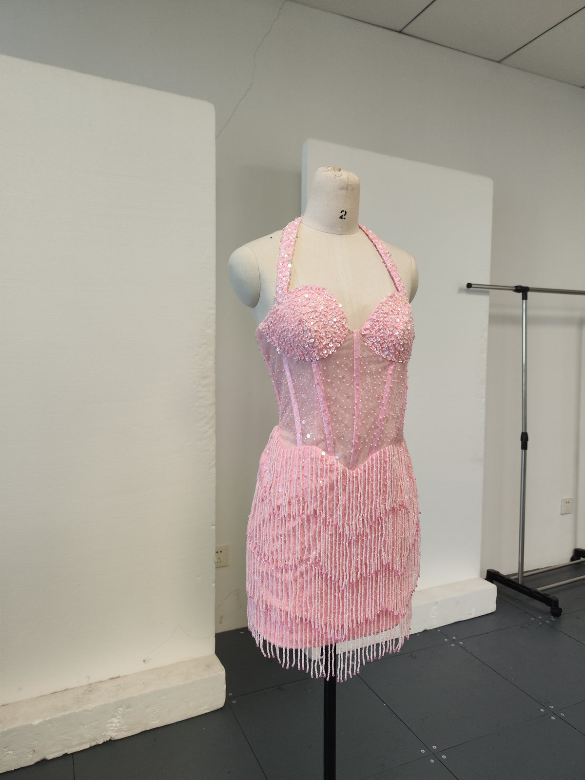 Naisha Crystal Beading Mini Dress