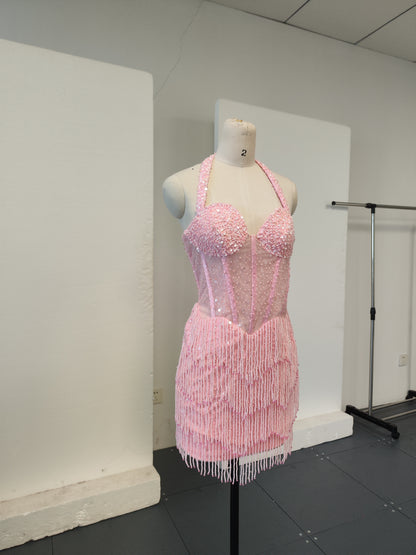 Naisha Crystal Beading Mini Dress