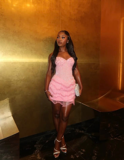 Naisha Crystal Beading Mini Dress