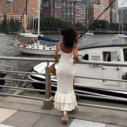 Miya Knit Ruffled Maxi Dress