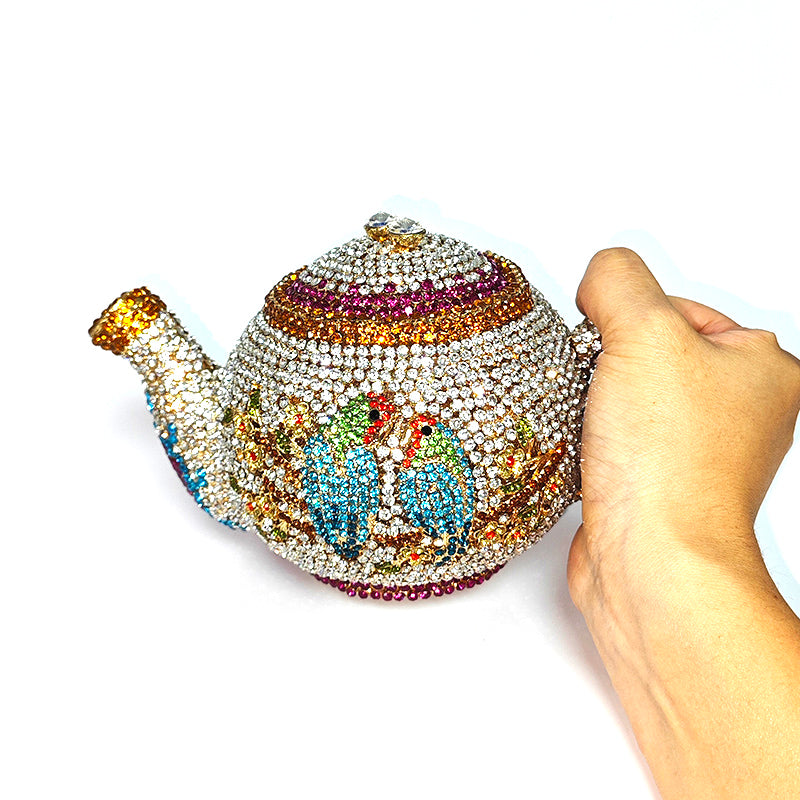 Teapot Rhinestone Clutch Bag