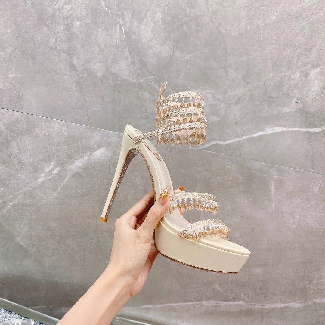 Nisha Rhinestone Platform High Heels