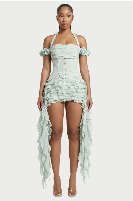 Ruffled Corset Dress Set