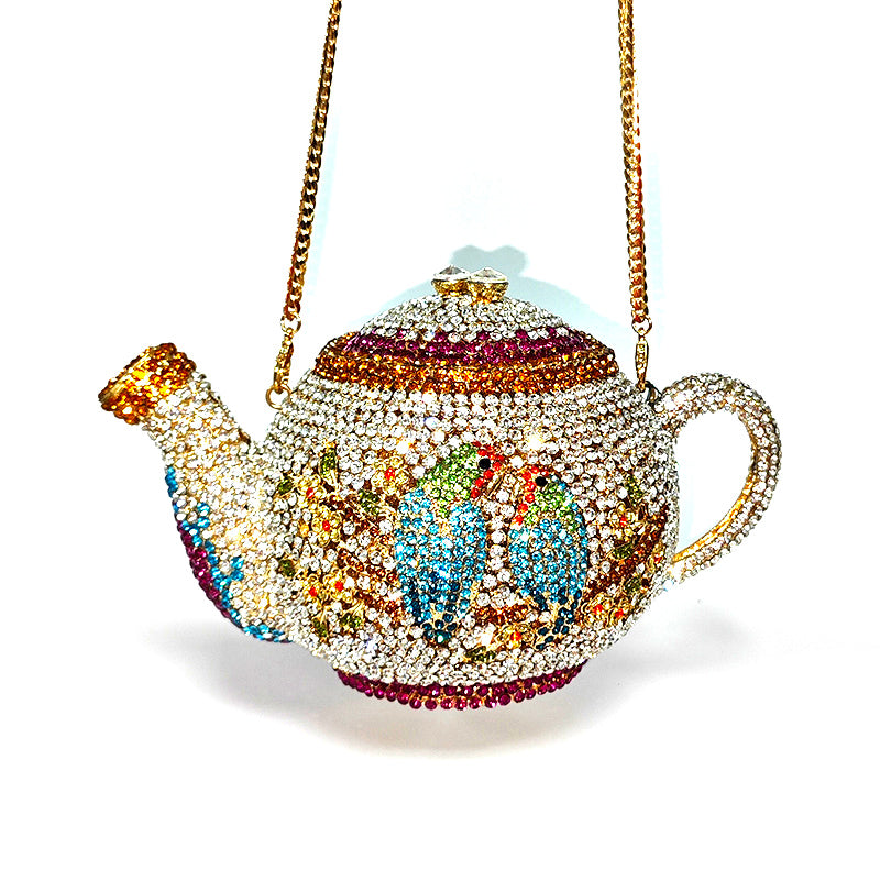 Teapot Rhinestone Clutch Bag