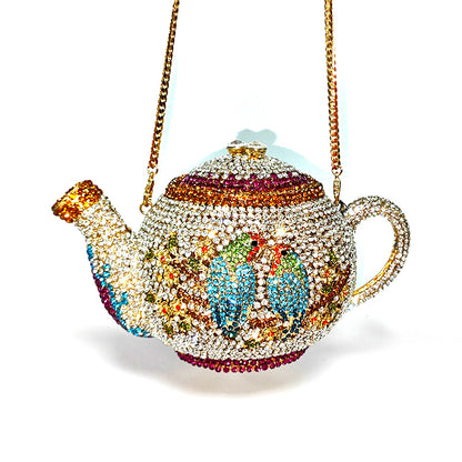 Teapot Rhinestone Clutch Bag