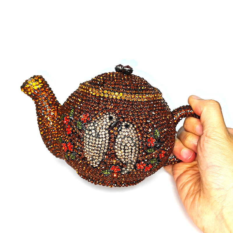 Teapot Rhinestone Clutch Bag