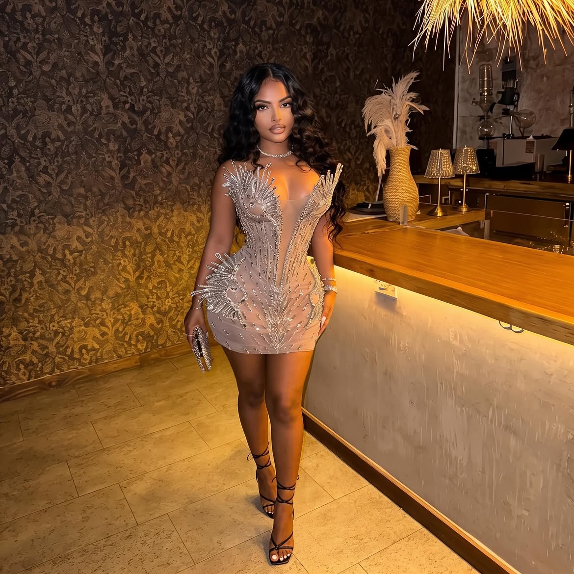Zenda Mesh Mini Dress