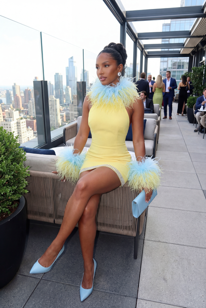 The Drama Feather Mini Dress