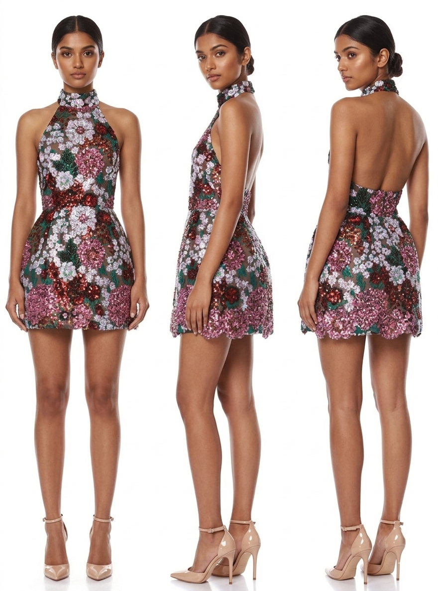 Sequined Cocktail Party Dress