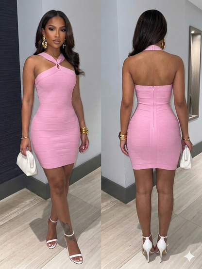 Pink Bodycon Bandage Mini Dress