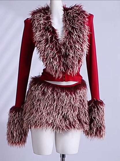 Taylor Fur Mini Skirt Set