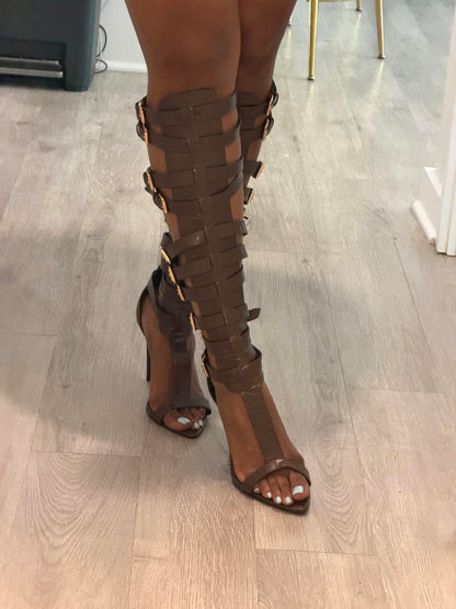 Gladiator Buckle Belt High Heels