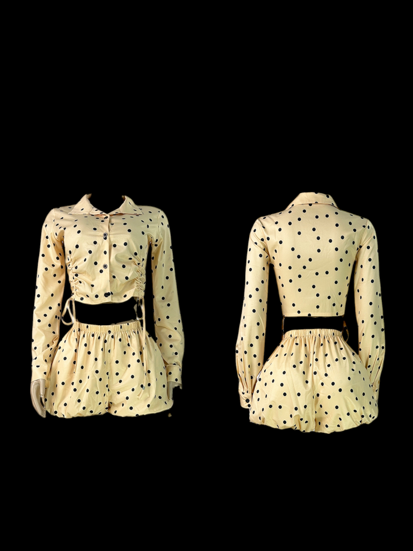 Polka Dot Pleated Short Set